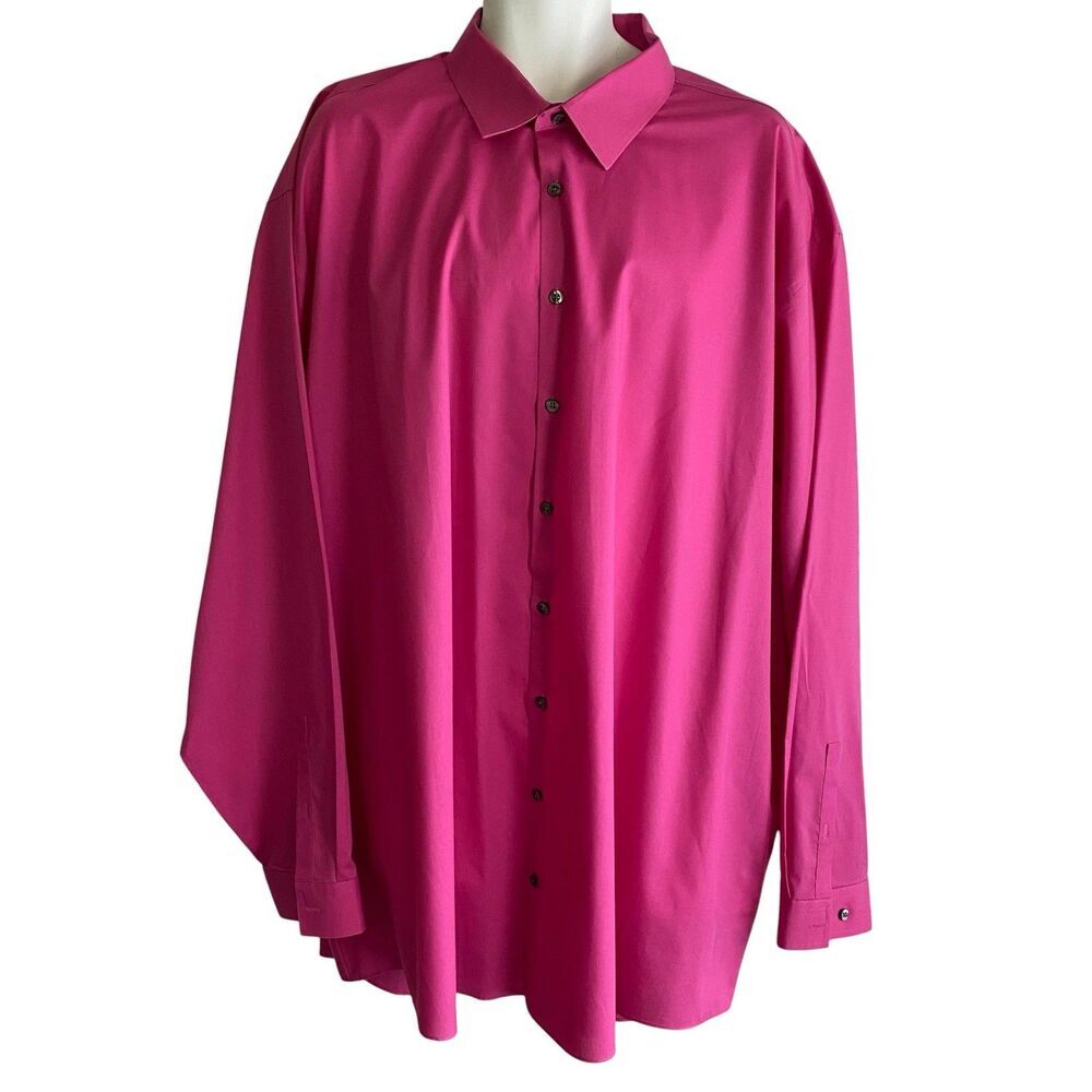 J. Ferrar Shirt Mens 20 Pink Big & Tall Stretch Dress Long Sleeve Classic